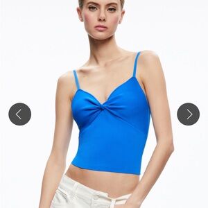 Alice + Olivia Rhonda Twisted Top in Blue